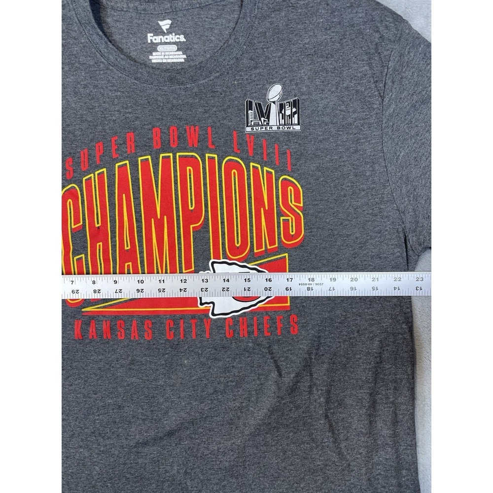 Fanatics Shirt Mens XL Gray‎ NFL Kansas City Chiefs Super Bowl Champs LVIII 58 - Picture 5 of 8